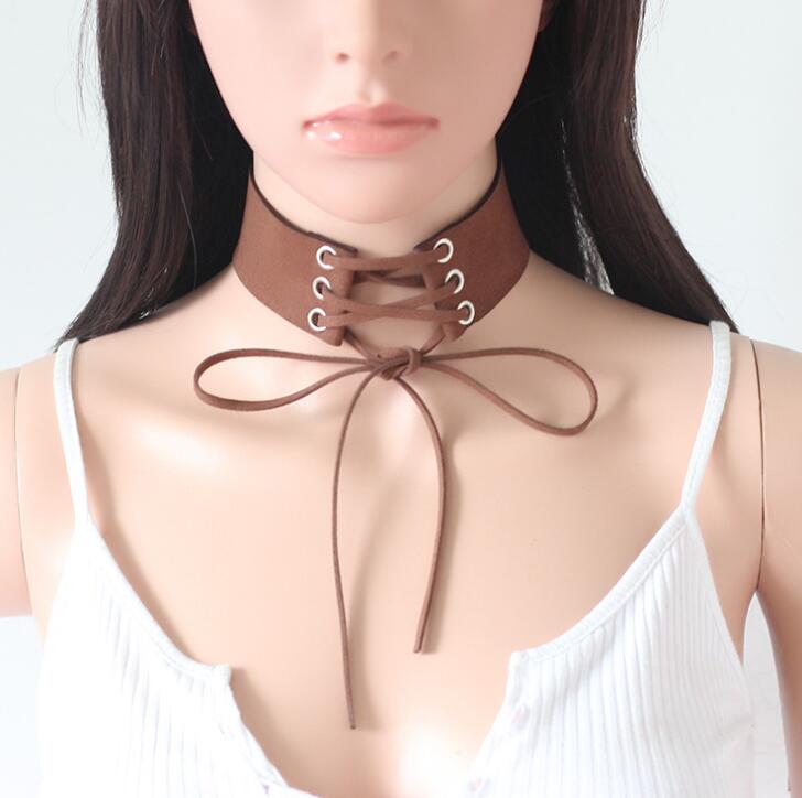Belt Chokers Necklaces Tied Pink Chocker