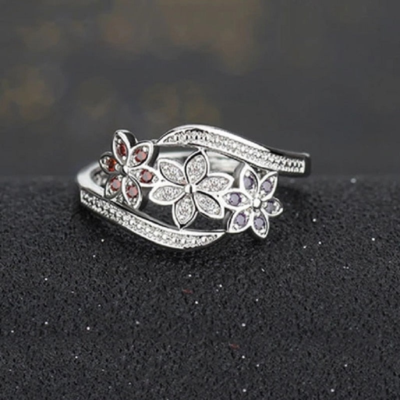Three Color Flower Ring