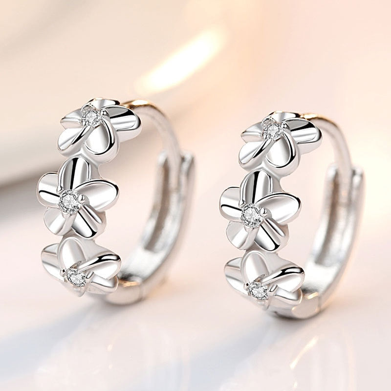 crystal zircon flower type earrings