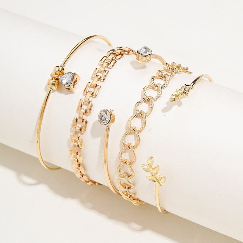 Geometric Link Chain Bracelet Set For Women