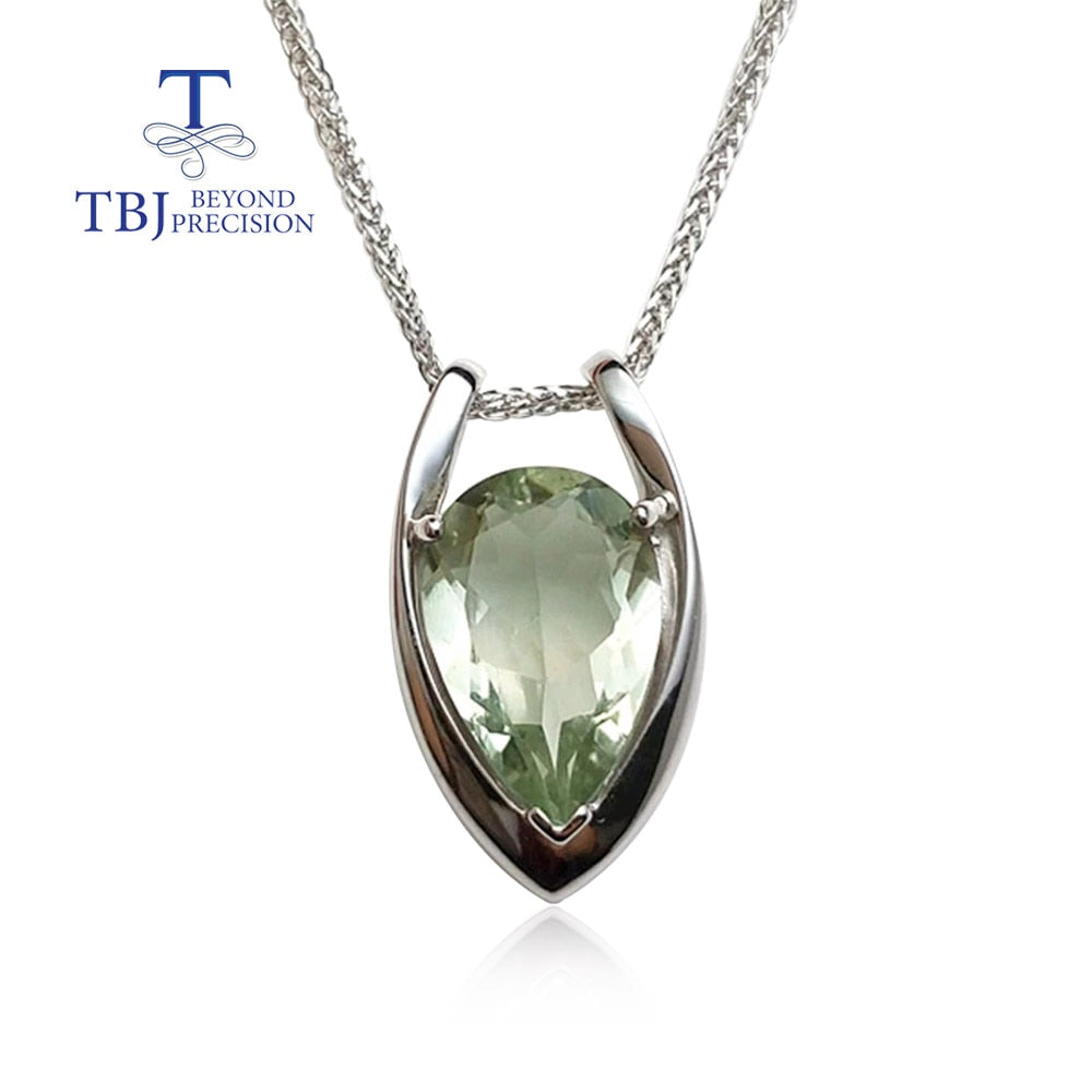 V shape pendant with natural green amethys